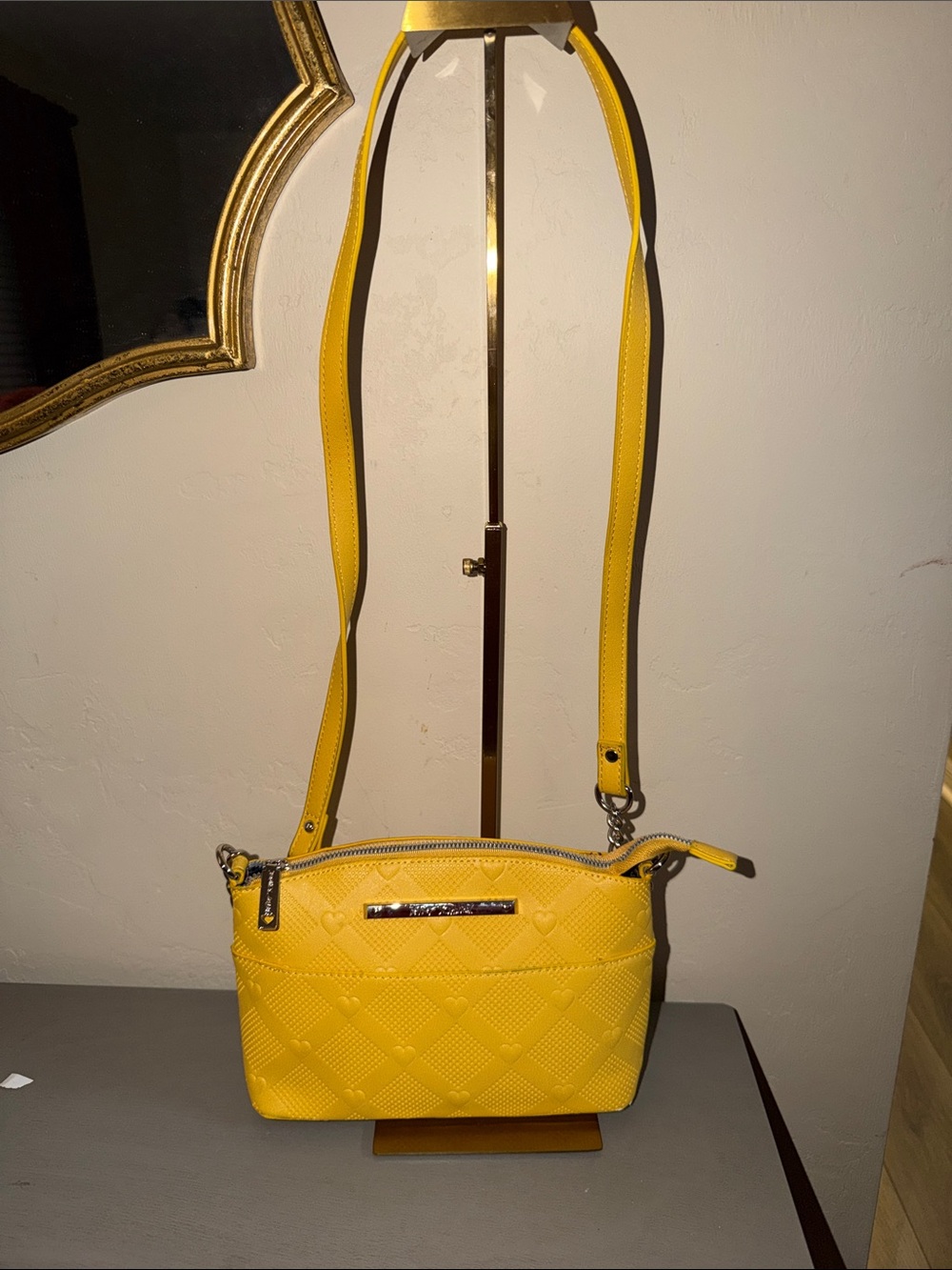 Betsey Johnson Yellow Quilted Crossbody Bag